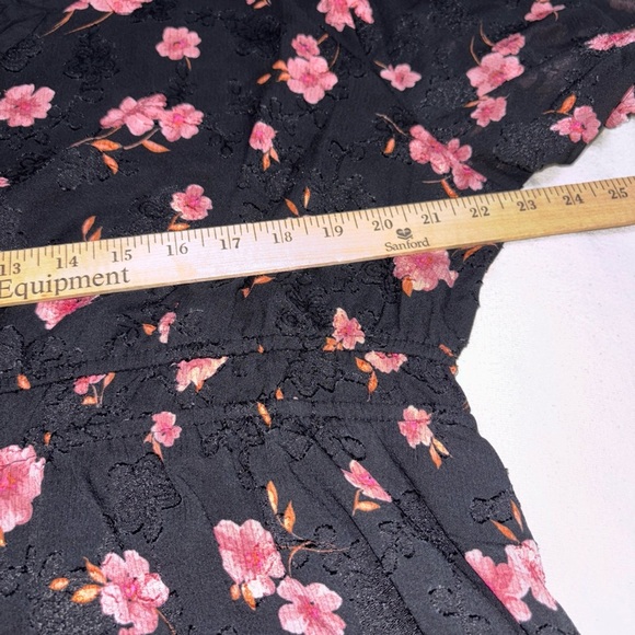 Draper James Cinched‎ Black Pink Floral Mini Dress SzXL - Picture 7 of 8